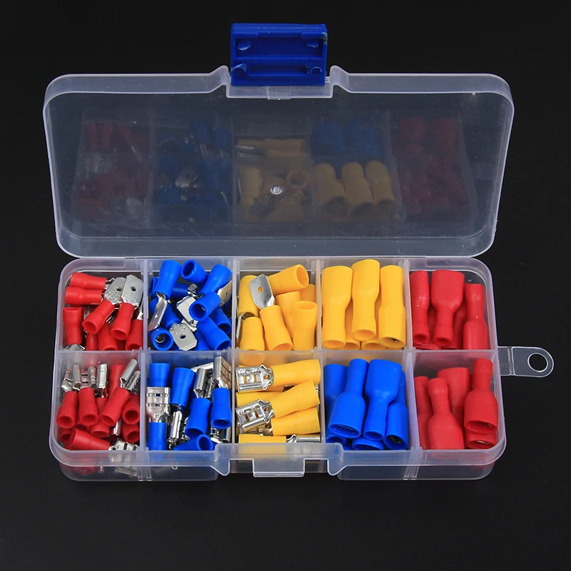 

122PCS Assorted Spade Male Female Wire Crimp Terminals Electrical Wire Connector Kit AWG22-10/0.5-6.0mm2