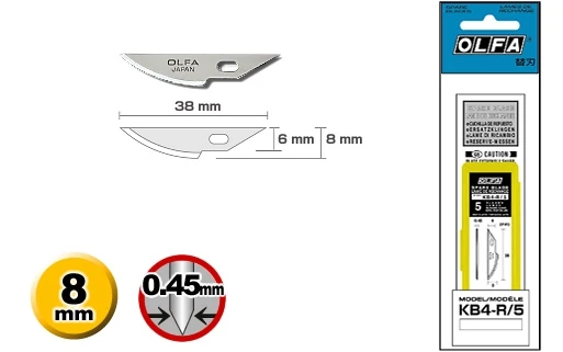 

OLFA KB4-R/5 MADE IN JAPAN OLFA Chisel Art Blade Cutter Knife KB4-S5 FOR OLFA AK-4 OLFA KB4-R/5