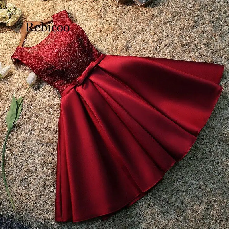 

short lace Satin dress vestido Homecoming Graduation dresses party dresses gowns