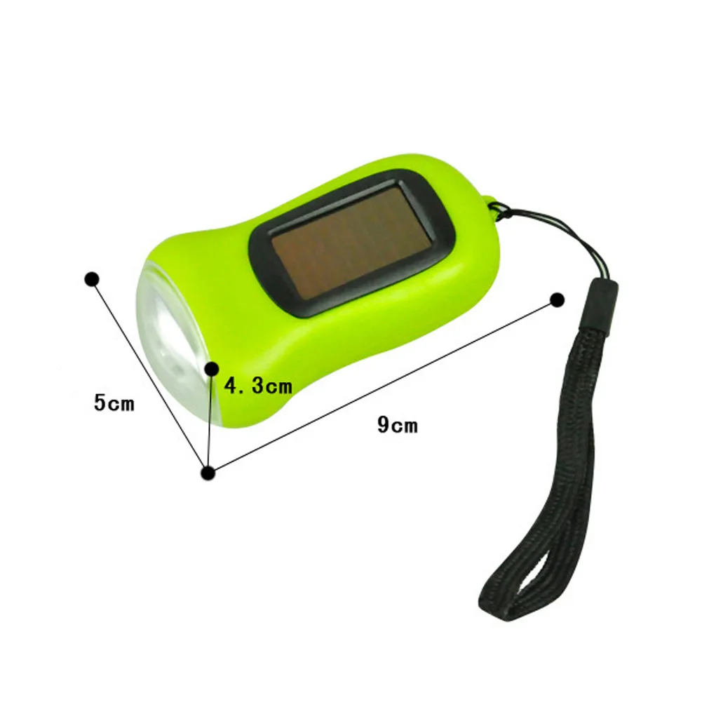 Mini LED Hand Crank Dynamo Solar Power Rechargeable Carabiner Camping Flashlight SUB Sale