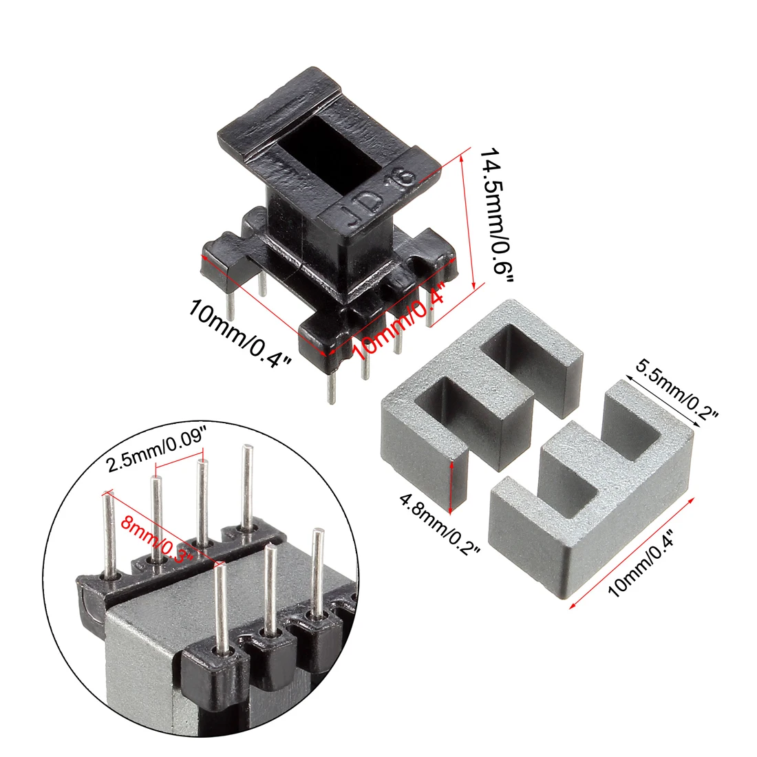 UXCELL 10Set EE10 4 with 4pin Transformer Bobbin PC40 Ferrite Core Vertical 20 Ferrite Halves and 10 Bobbin Magnetic Core Bobbin