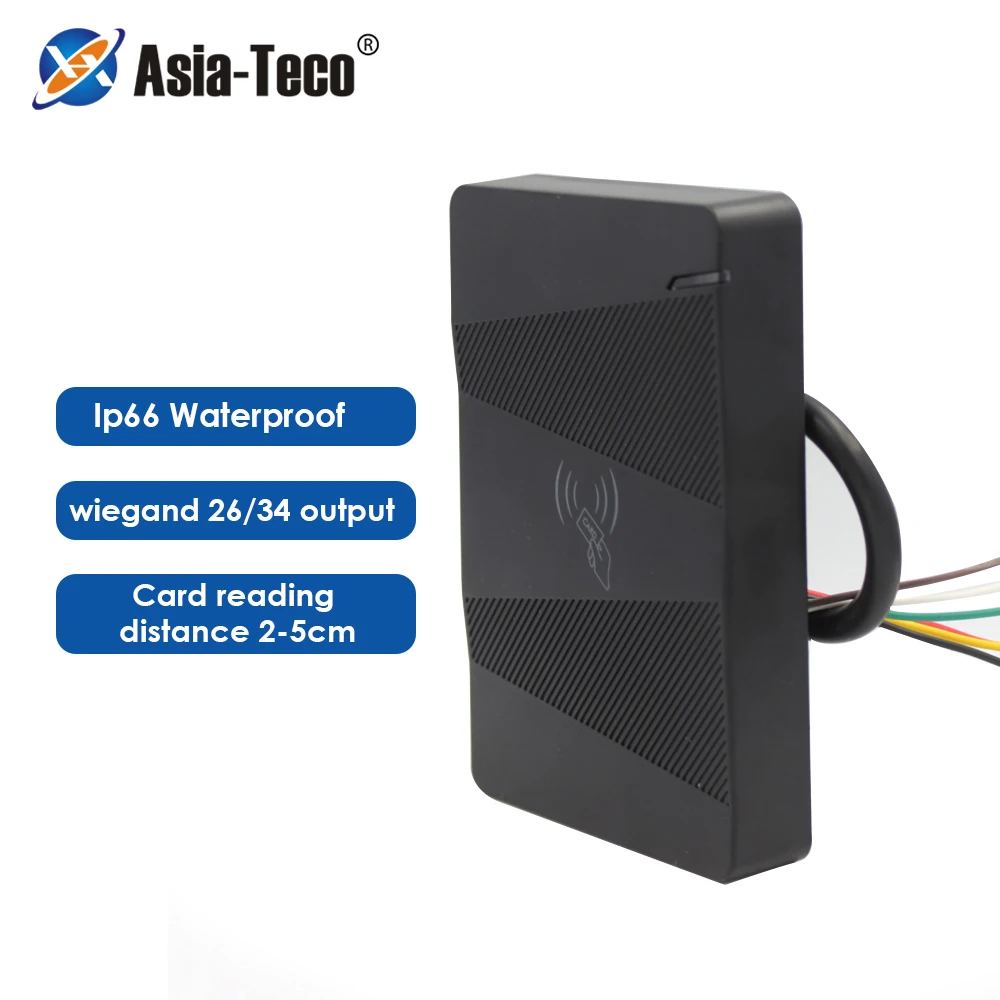 

IP66 Waterproof Access Card Reader RFID 125 kHz 13.56MHz Access Card Reader Wiegand 26/34 Output for access Control System