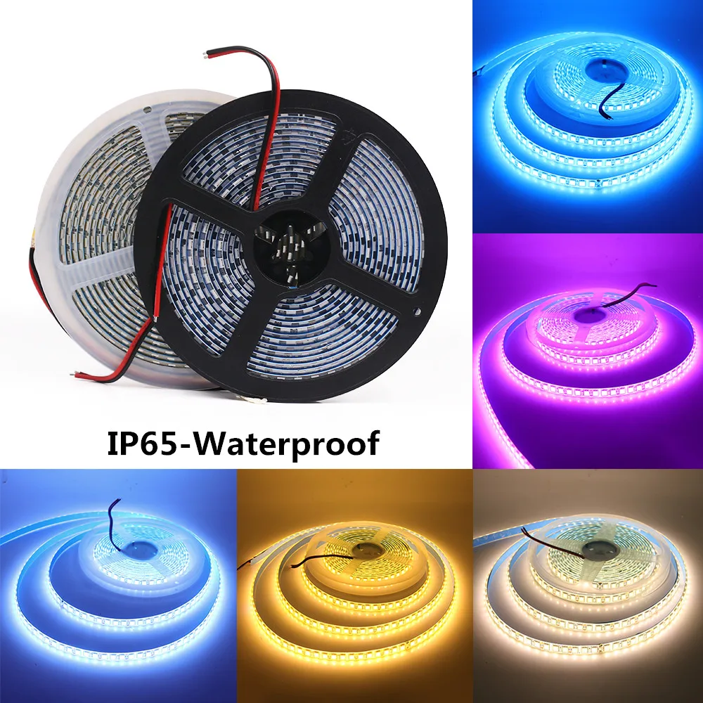 Tira de luces LED de 12V CC, 5054, 120LED/m, cinta Flexible resistente al agua, color rojo, rosa, azul, verde, blanco Natural, dorado