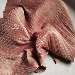 Pleated Fabric Brown Striped Folds Imitation Cotton Linen DIY Patches Art Painting Decor Skirt Dress Clothes Designer Fabric