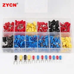 430Pcs SV1.25-3/2-4 Crimp Terminal Insulated Connector Fork-Shaped Wire Copper Cold Press Block Lug 0.5-6mm² AWG10-22 Pliers