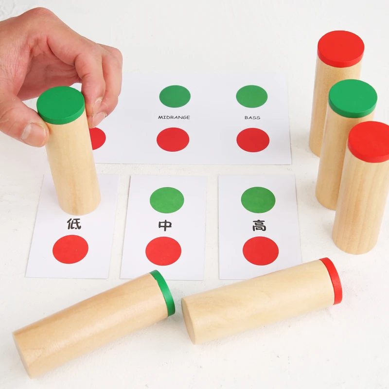 Montessori Materials Sensorial Toy Three Step Sound Bucket High/Middle/Low Tone Baby Educational Sound Collection Shaking Tube