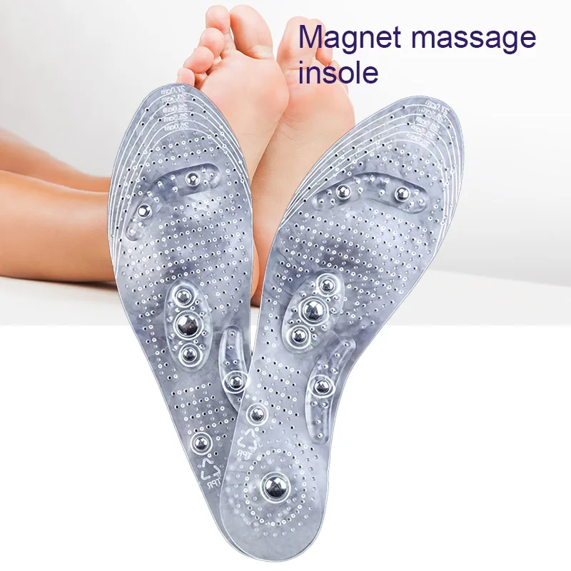 1 Pairs Transparent Magnetic Massage Insole Breathable Anti-Slip Plantar Acupoint Massage Shoe Insoles For Man Woman Health