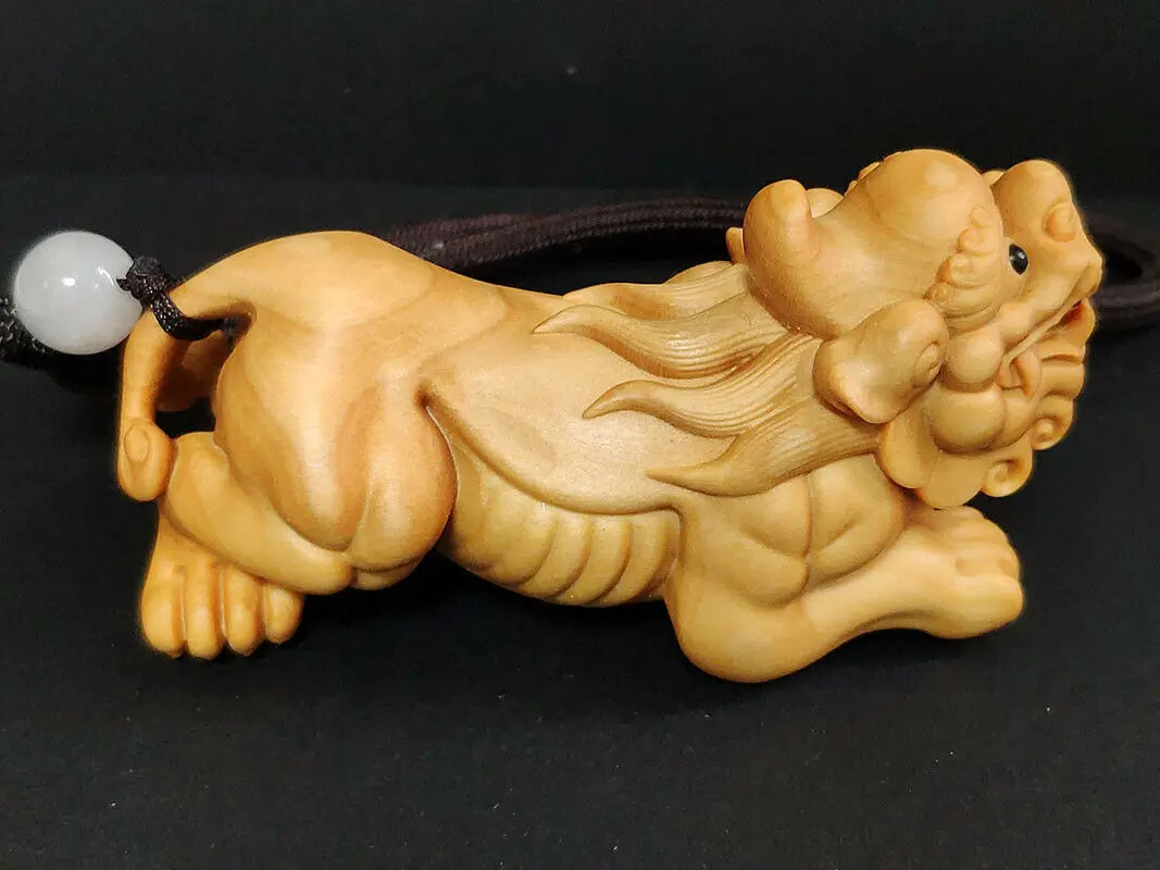 

8 CM Long Baby Dragon Hand Carved Boxwood Figurine Carving Mascot Sculpture - #ZPJ173