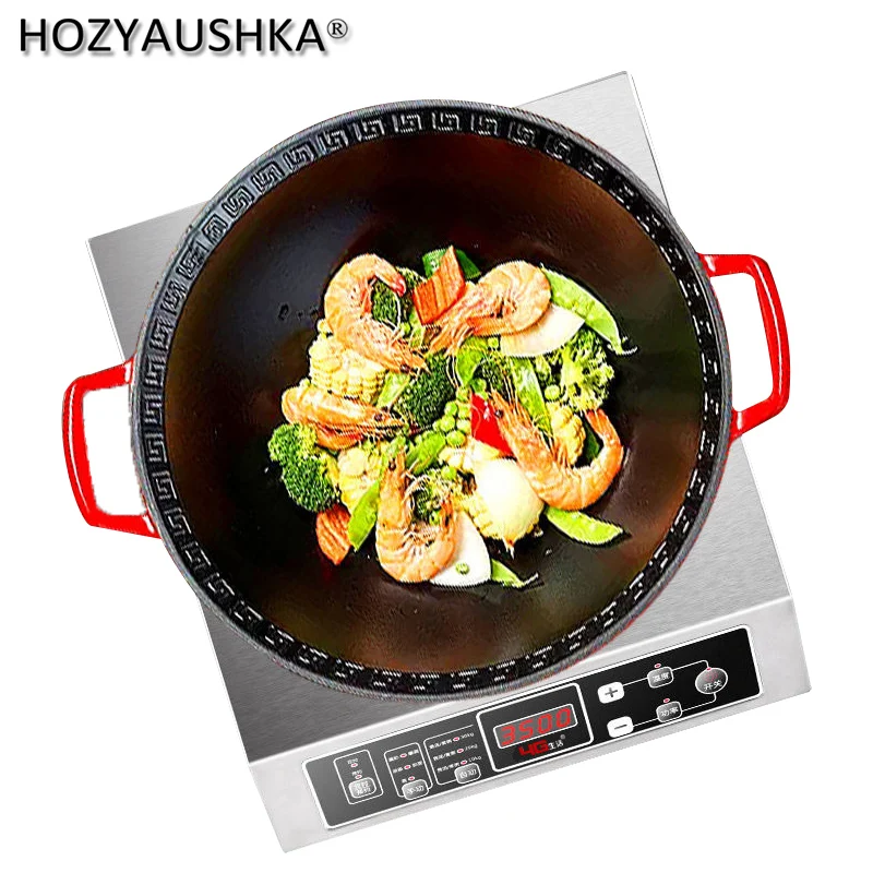 Промышленная индукционная плита 3500 Вт, высокомощная индукционная плита из нержавеющей стали, вогнутая индукционная плита для отеля, ресторана, Hous