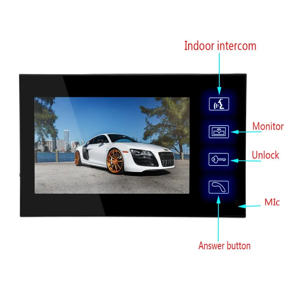 Touch Button Display Screen Video Door Phone 6-core Wired Monitor 7\'\' TFT LCD screen