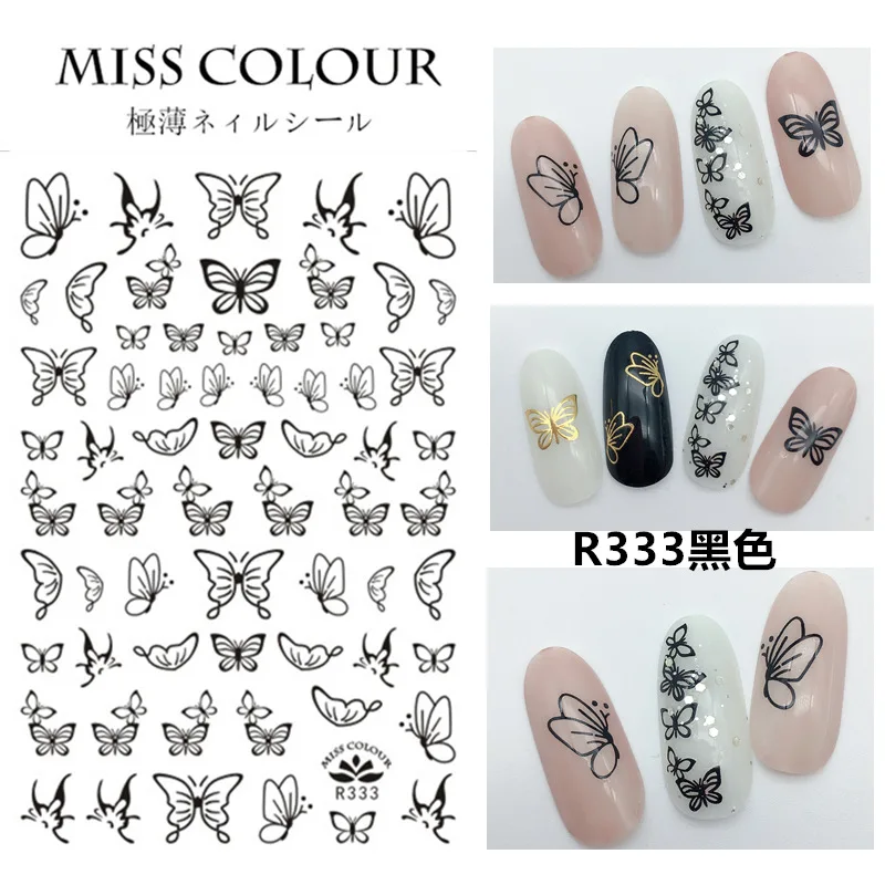 Butterfly Pattern Nail Art Sticker Hot Stamping Sticky Slider Color Nail Art Transfer Decal Foil Package Decoration Nail Laser