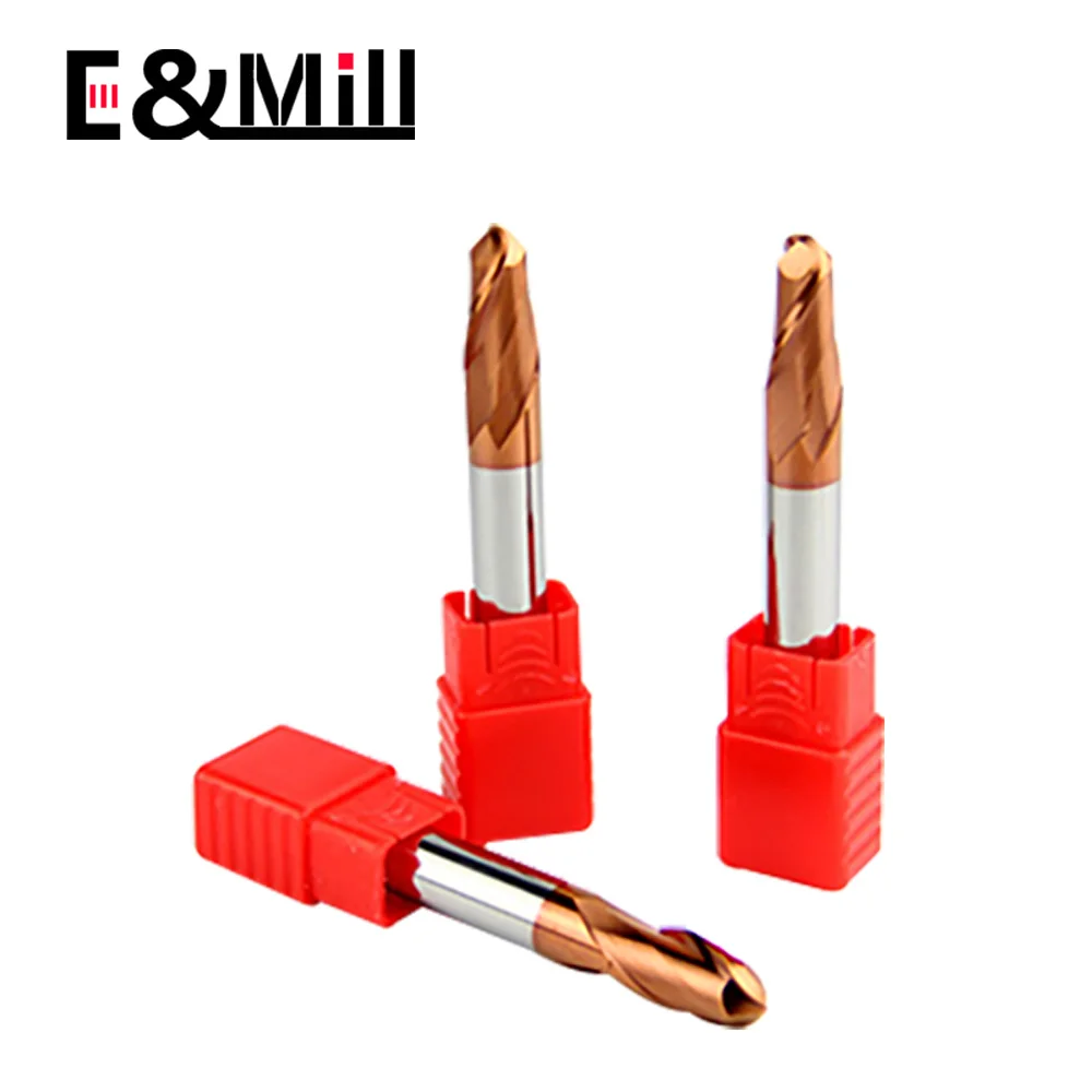 HRC55 2 ขลุ่ยคาร์ไบด์เหล็กทังสเตน Ball End Mill R5 เคลือบรอบหัวทรงกลม End Mill สําหรับ Straight Shank เหล็ก 1-20 มม.เครื่องมือ