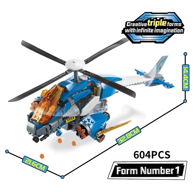 New 604PCS City Space Mechanical Dragon Model Building Block Sets 3in1 Deformed Airplane Brick for Children Christmas Toys Gift