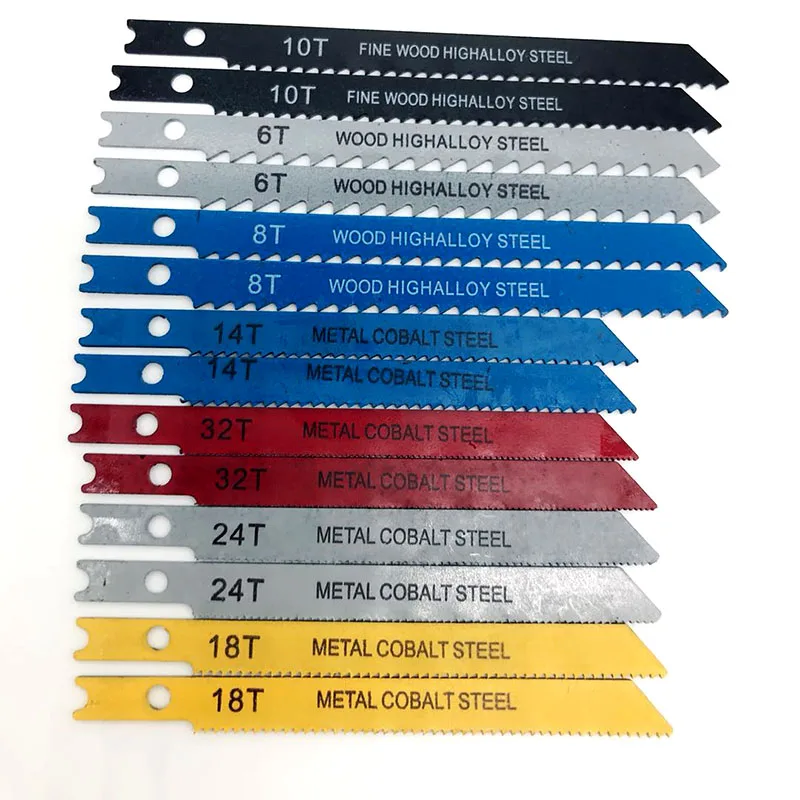 14pcs U-shank Jig saw Blade Set Assorted Metal Steel Jigsaw Blade Fitting For Plastic Wood Cutting Tools