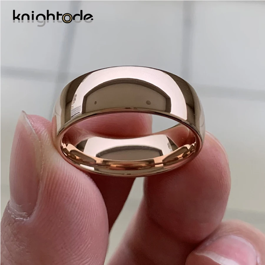 Classic Rose Gold Color Tungsten Wedding Ring For Women Men Carbide Engagement Band Dome Polished Finish Width 8mm 6mm