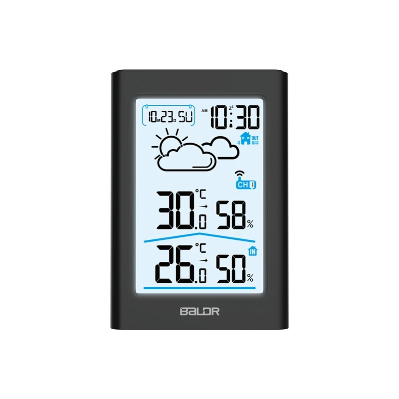 Smart Wireless Weather Station Big LCD Digital In/Outdoor Thermometer Hygrometer Remote Sensor Alarm Time Clock Weather Forecast