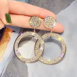 Pendientes colgantes de circonita cúbica para mujer, aretes coreanos de cristal de alta moda, regalo de aniversario, joyería para niñas, 2020