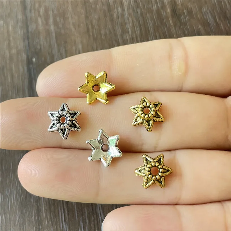 

JunKang Zinc Alloy Retro Style Petal Bead Cap Spacer DIY Amulet Bracelet Necklace Jewelry Connector Making Discovery Accessories