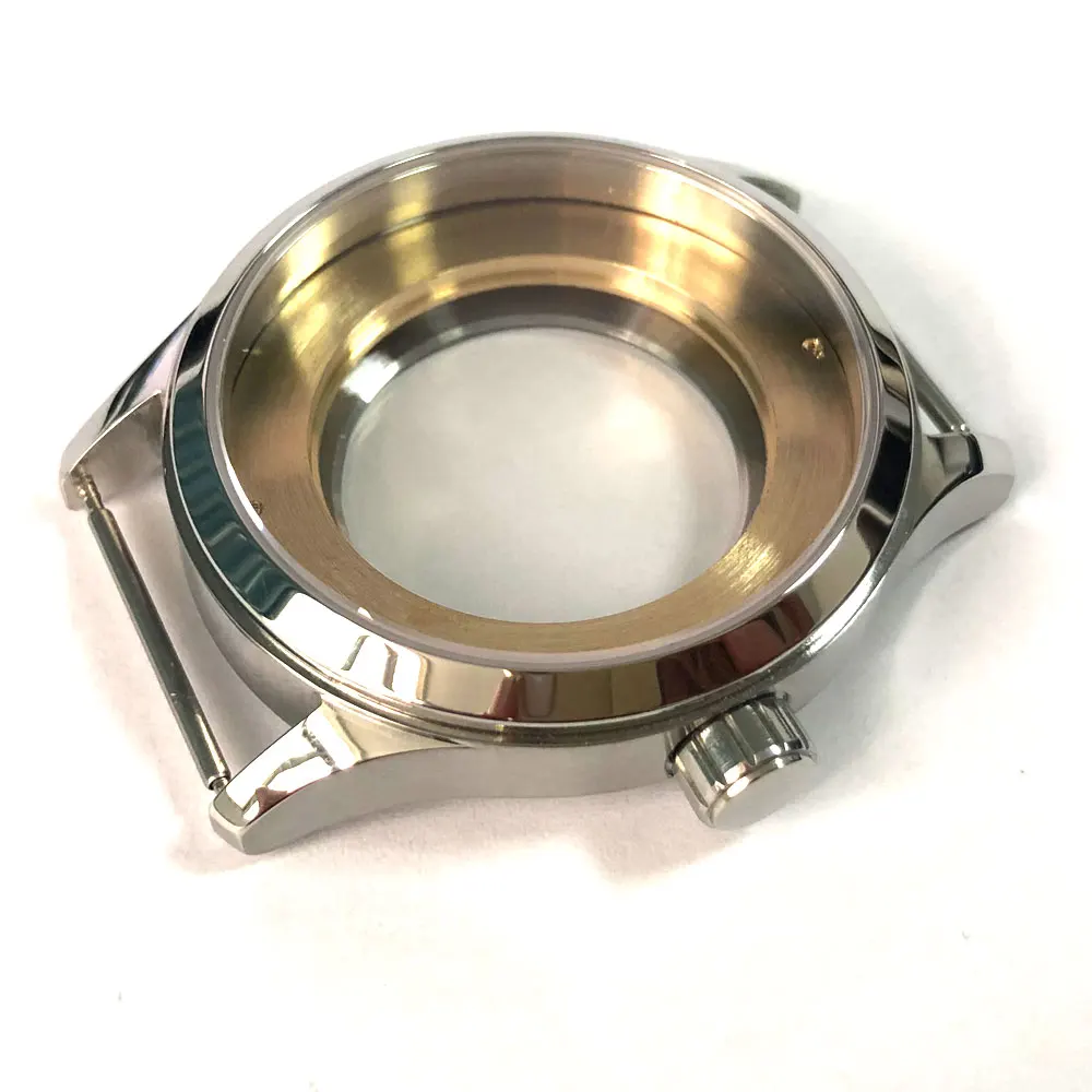 corgeut 42mm sapphire glass polished 316L Stainless Steel watch case fit ETA 2836 2824 MIYOTA 8215 821A movement