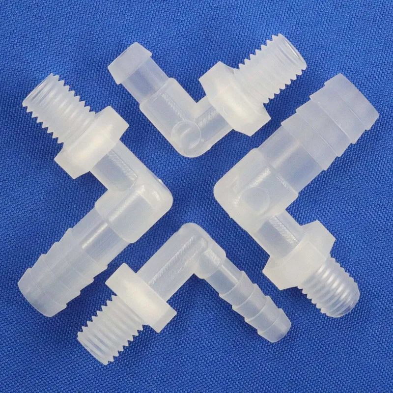 M10 Male Thread PP Plastic Pipe Fittings, Pagoda Elbow Connectors, Aquarium Tank Hose Joints, Irrigation Adapter, 5-100Pcs