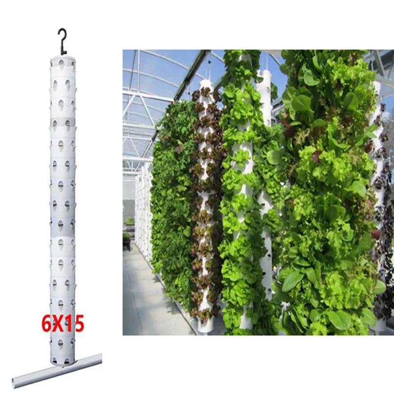 

Greenhouse Vertical Hydroponic Growing System 15 Layers 90 Planting Holes Hang Type Single Aeroponic Tower for Farming