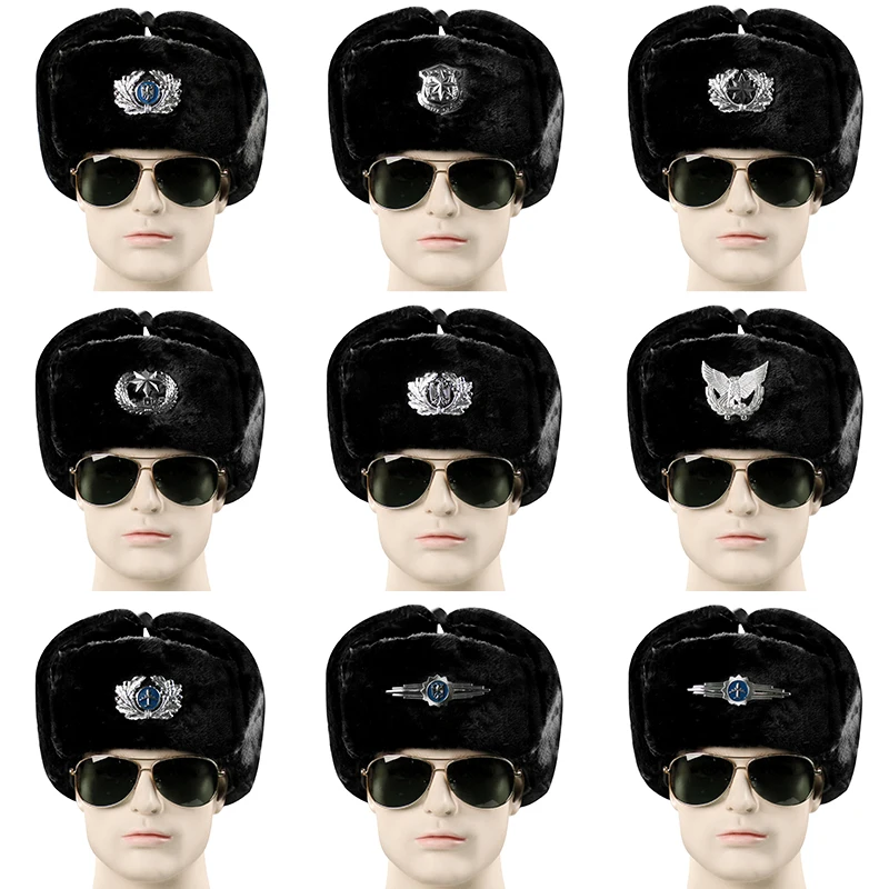 Winter Tooling Hat Security Guard Lei Feng Hat Aviator Pilot Cap Ship Sailor Hat Windproof and Warm Cap