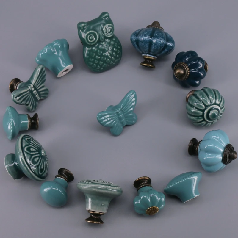 1PCS Ceramic Cabinet Handles and Knobs Art Style Drawer Dresser handle Door Pulls Furniture Hardware Accessories