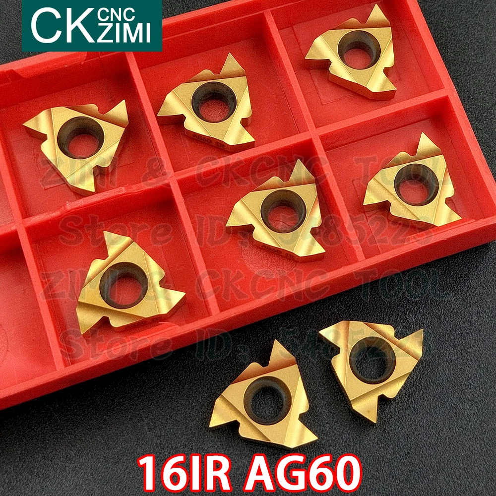 Herramientas de inserción de hilo externo, insertos de carburo AG60 16IR, roscado, CNC, torno de Metal, herramienta de corte, 16IR AG 60 para acero