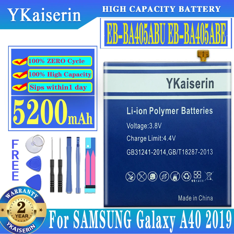  YKaiserin EB-BA405ABE EB-BA405ABU 5200mAh Battery For SAMSUNG Galaxy A40 2019 SM-A405FM/DS A405FN/DS GH82-19582A+Tools