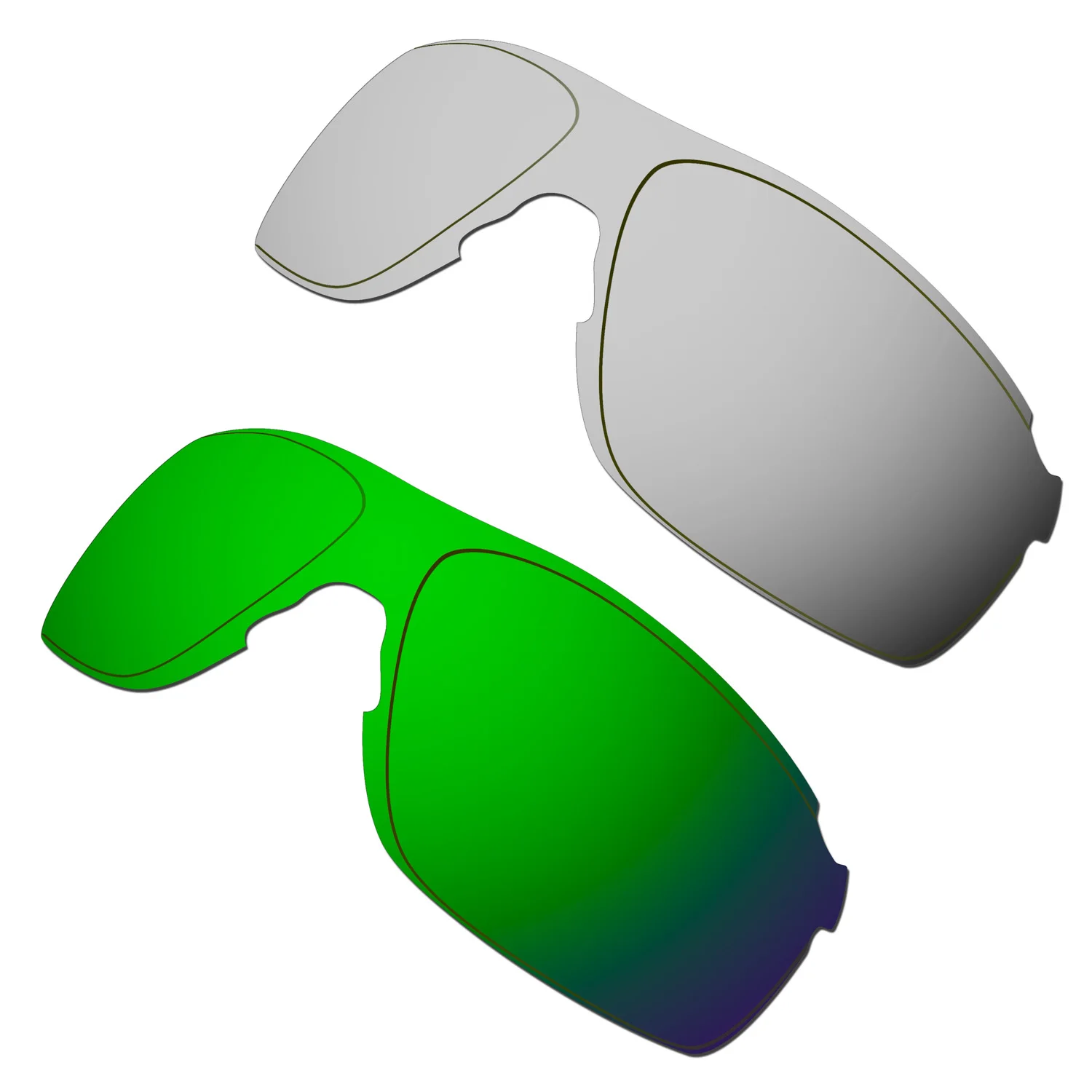 

HKUCO Polarized Replacement Lenses For EVZero Pitch Sunglasses SIlver/Green 2 Pairs