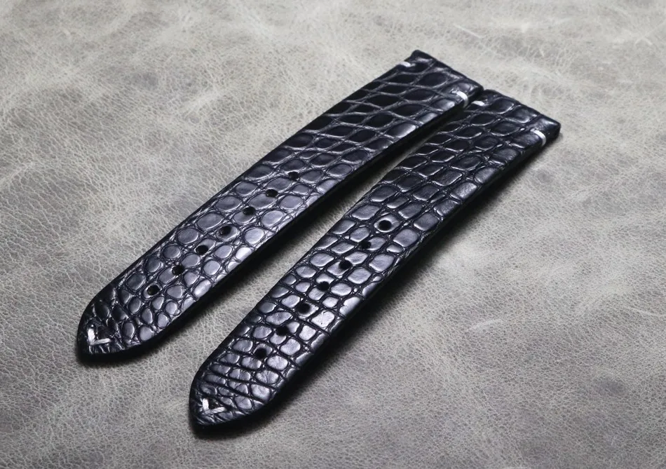 Handmade Soft Thin Watchband Strap Black Blue 16mm 18mm 19mm 20mm 21mm 22mm American Crocodile Skin Men Women Watch band Strap