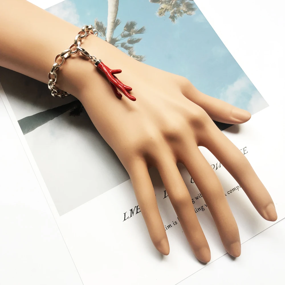 Red Charms Pendant Coral Lanter Fashion 925 Sterling Silver Fine Woman Jewelry Accessories Trendy Gift Fit Bracelet Necklace Bag