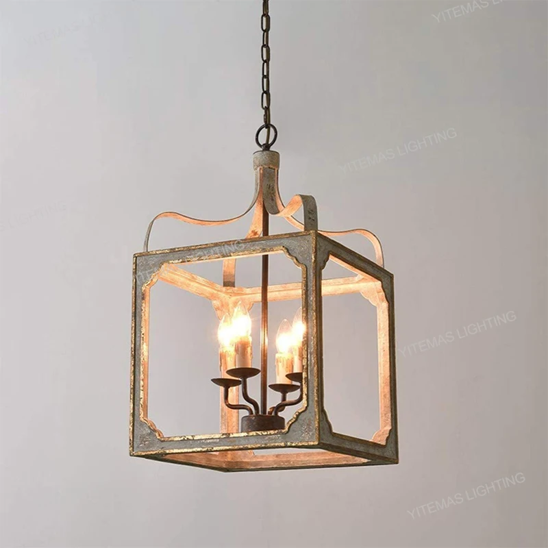 

Loft Wooden Chandeliers Vintage Gold Suspension Lighting grey hanging bedroom living room Hanging chandelier for kitchen lamps