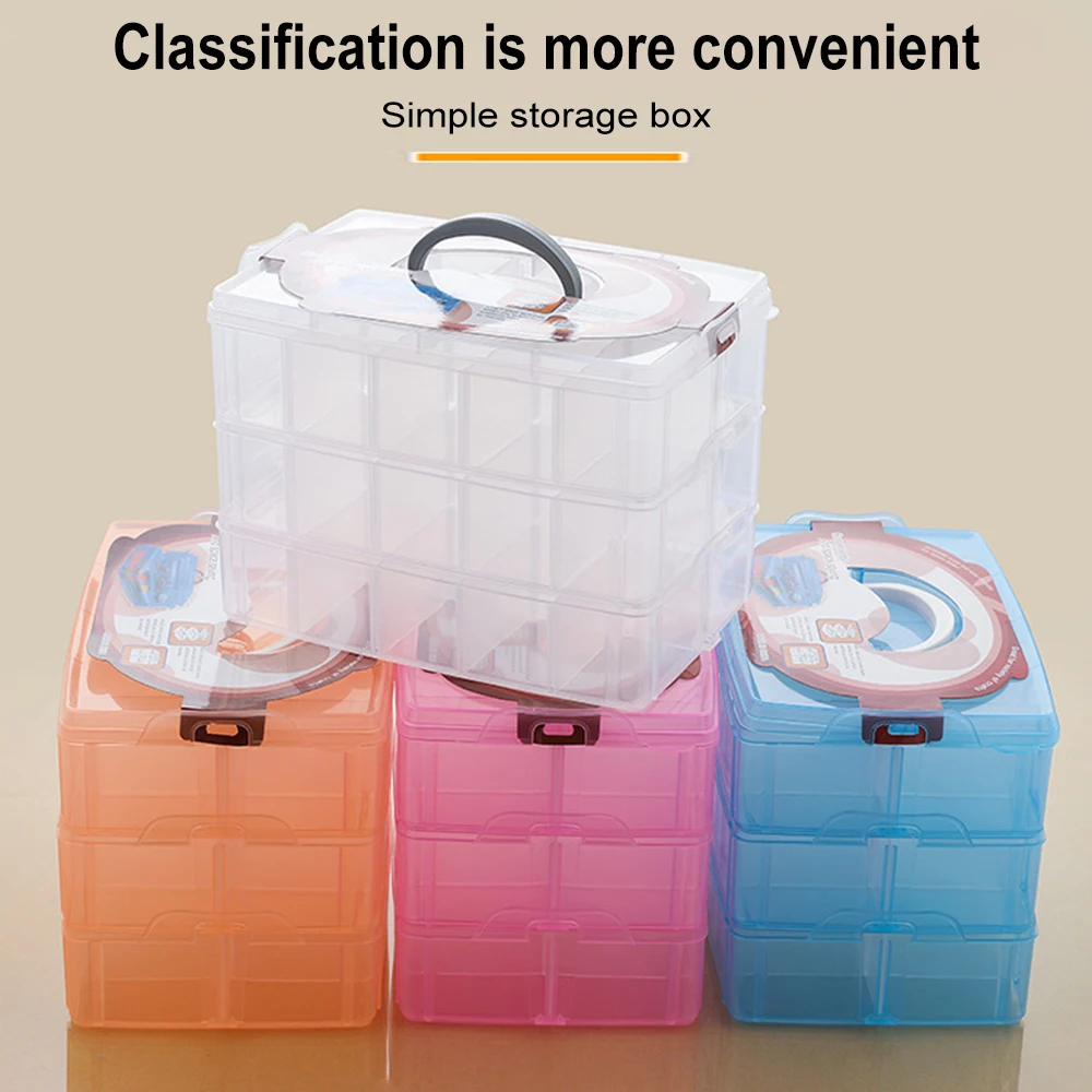 Portable Boxs 3 Layers 30 Grid Removable Storage Box Covered Storage Box King Tights Toy Plastic Storage Box