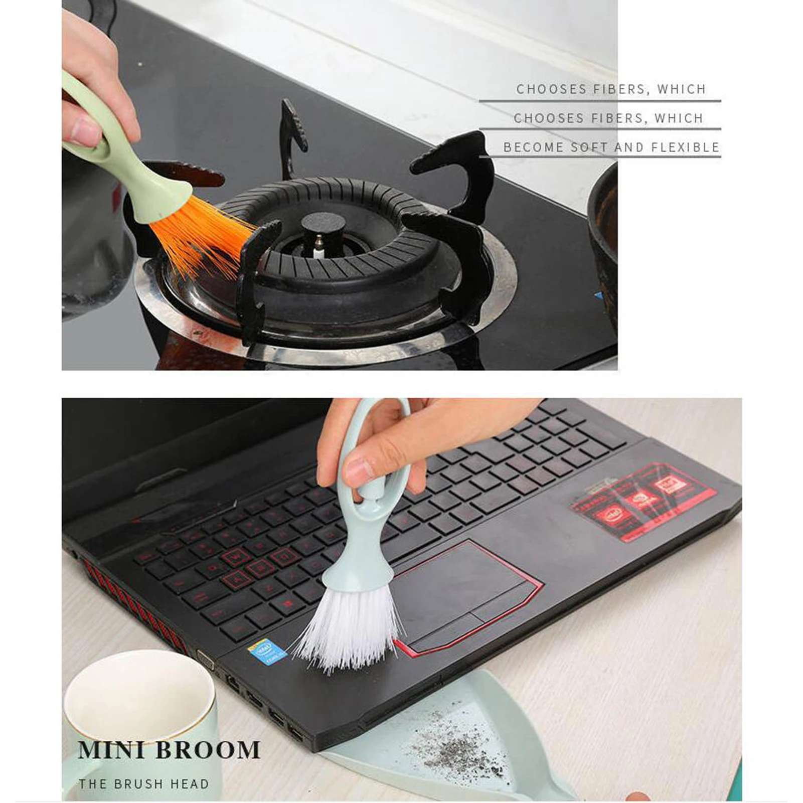 Ensemble de poêles à balai d'angle avec poignée, Mini clavier de bureau pratique, brosse de nettoyage, outil de nettoyage ménager