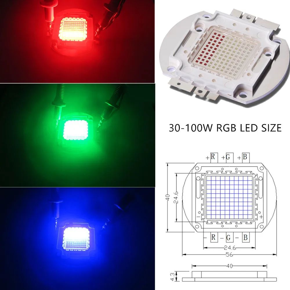 Imagem -03 - Led de Alta Potência para Iluminação de Palco Faça Você Mesmo Rgb 1w 3w 10w 30w 60w 90w 100w Vermelho Verde Azul