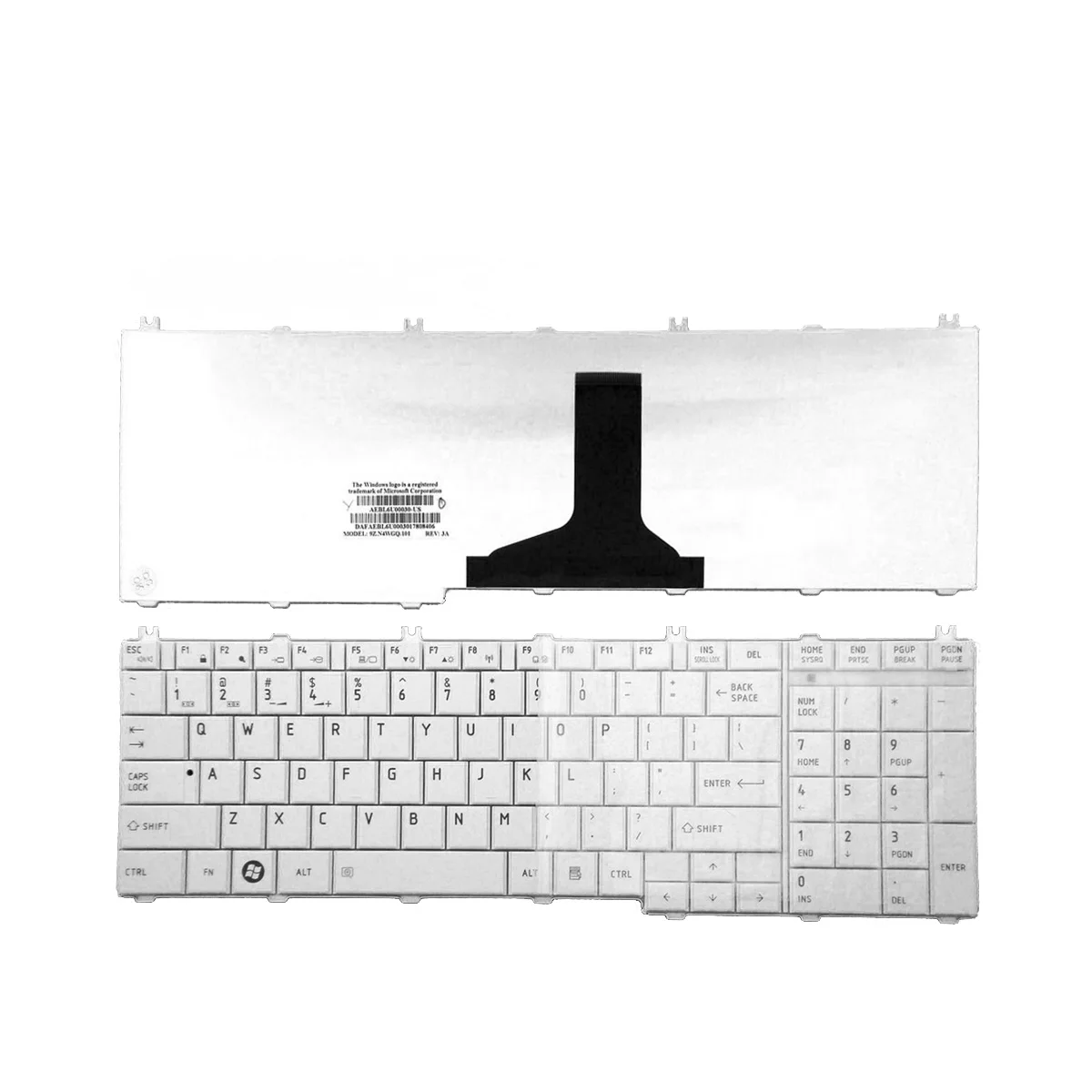 genuine US Keyboard FOR TOSHIBA Satellite C650 C650D L670 L670D L750 L755 WHITE