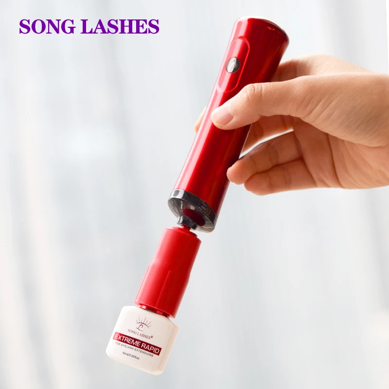 Electric Eyelash Glue Shaker for Nail Polish Tattoo Ink Pigment Liquid Shaking Machine with 2pcs Connector 8pcs Glue Cover Die