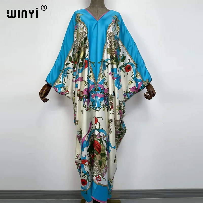 2022 winyi europa kaftan boho moda impressão maiô maxi robe femme biquini praia maiô noite vestido de festa