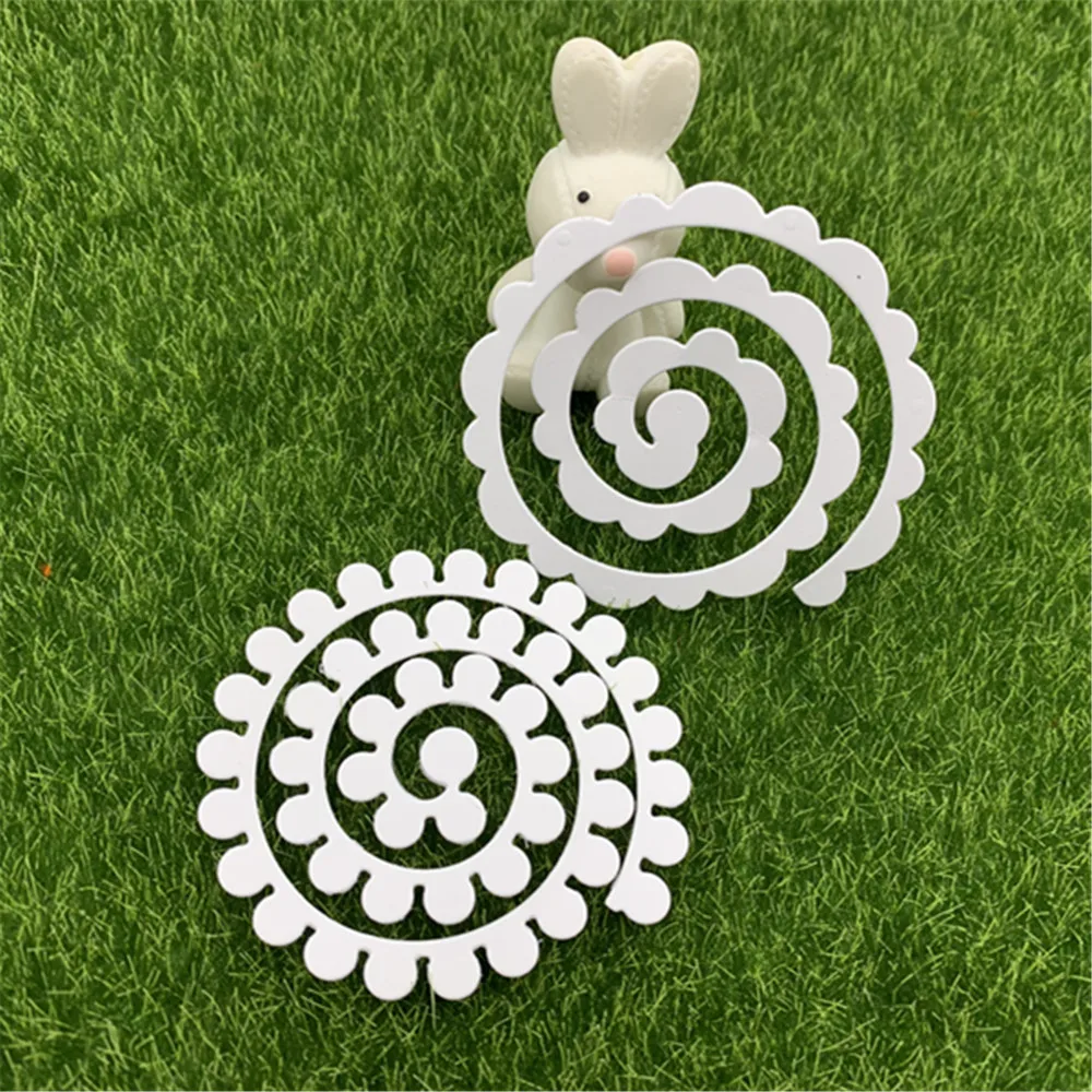 2pcs 3D Garland Spiral Flower Petal Metal Cutting Dies For DIY Scrapbooking Album Embossing Paper Cards Decorative Crafts