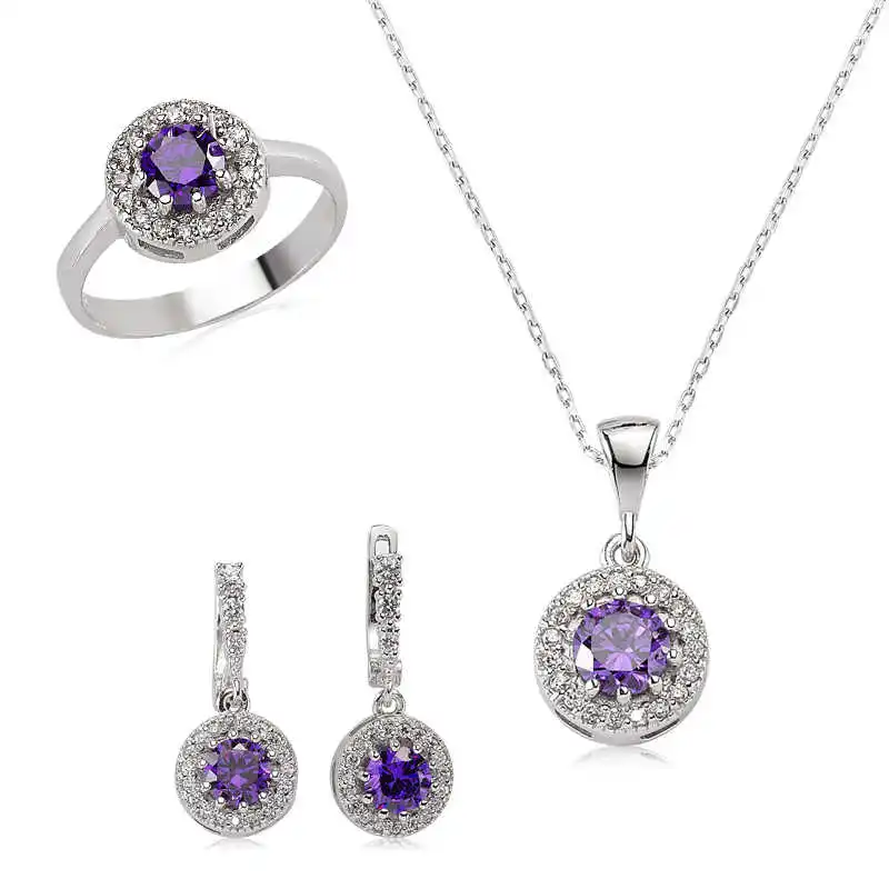 Amethyst Color Silver Women 'S Set