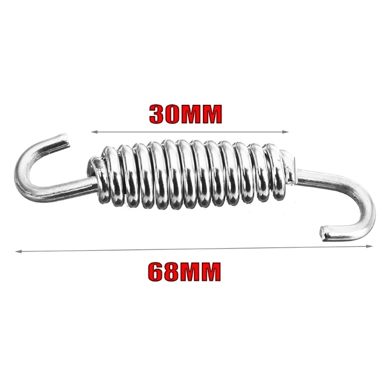 6PCS Springs+12PCS Hooks Stainless Steel Spring Hook Motorcycle Exhaust Pipe Muffler Springs Hooks Motorcycle Accessories