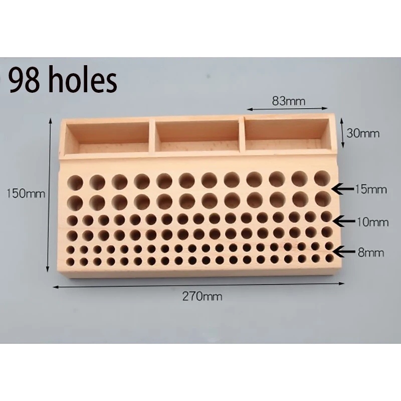 98/46 holes With groove Wooden Leathercraft Rack Stand DIY Tamping Punching Tools Holder Organizer Leather Tool Storage Box