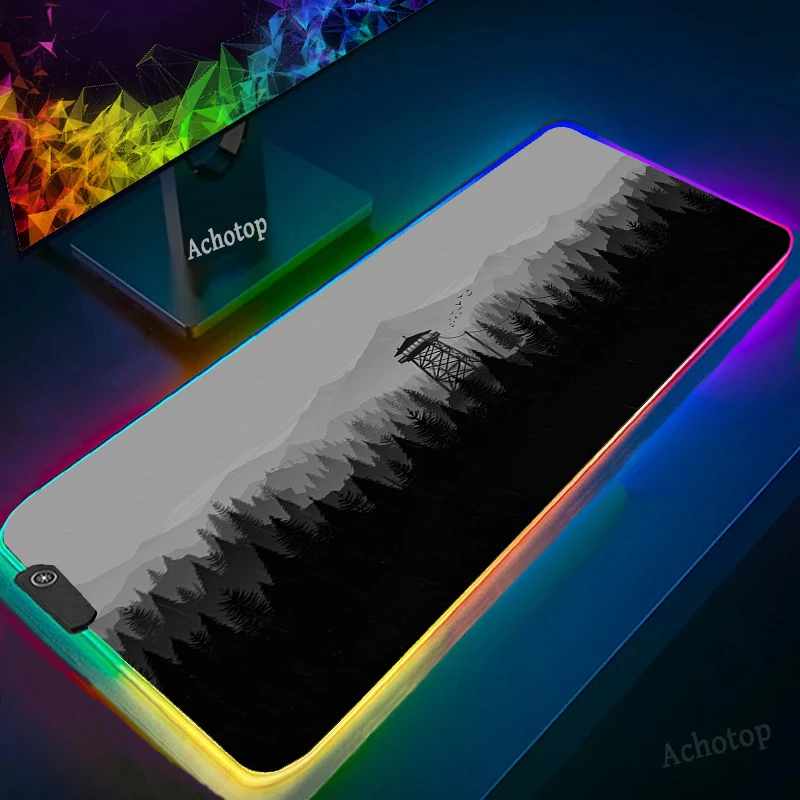 900x400mm Black and white RGB Gaming Mouse Pad XXL LED Computer Mousepad Large Rubber Desk Keyboard Mouse Pad Desktop Gamer Mats