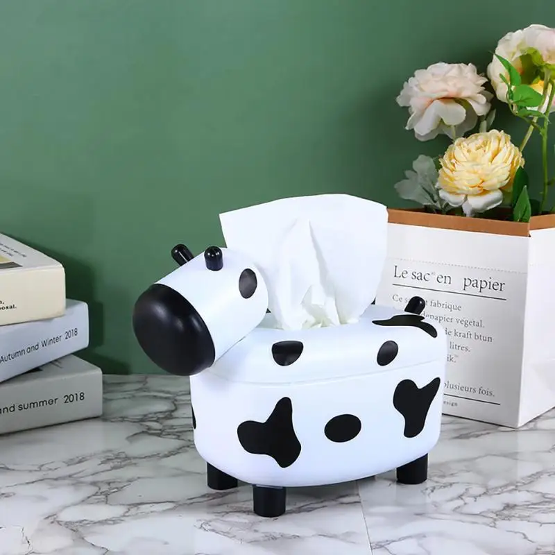 

Tissue Case Box Container Cow Shape With Toothpick Holder Home Napkin Papers Dispenser Holder Storage Box Case Table Decoration