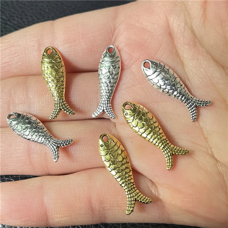 15pcs Charm Fish Carp Pendant Jewelry Making DIY Handmade Bracelet Necklace Accessories Animal Cute Men And Women Gifts