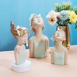 Butterfly Girl Resin Sculpture Cartoon Character Girl Crafts Look Up Desk Decoration Portrait Artwork Modern Home Decoration