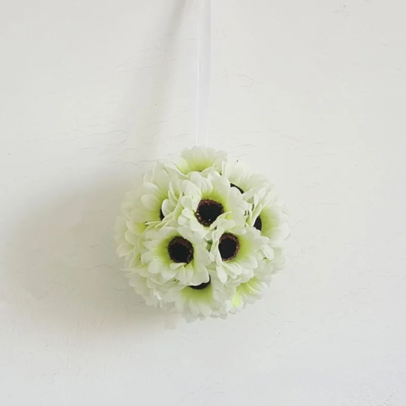 

Artificial Silk Sunflower Kissing Ball With Ribbon Flower Pomander Bouquet Balls For Home Kindergarten Decorative Hanging