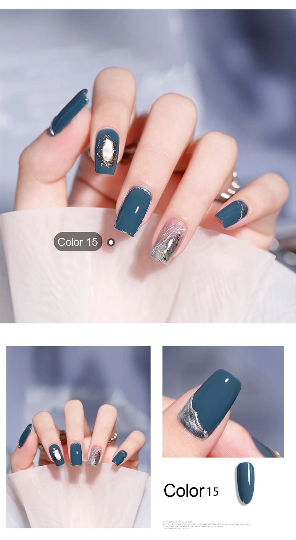 Vendeeni 18 Farben Blau Cyan Gel-Nagellack Semi-Permanent UV LED Soak-Off Gel-Lack Grau Kühle Farbe Gel-Lack für Nagelkunst – Detail 9