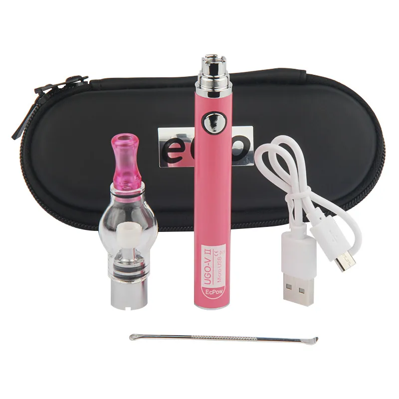 Wax Pen Tank Globe Pyrex Glas Vaporizador Ego Passeren Usb Enkele Rits Kit Met Ugo V2 Vaper Shisha Pen batterij 2 Stuks